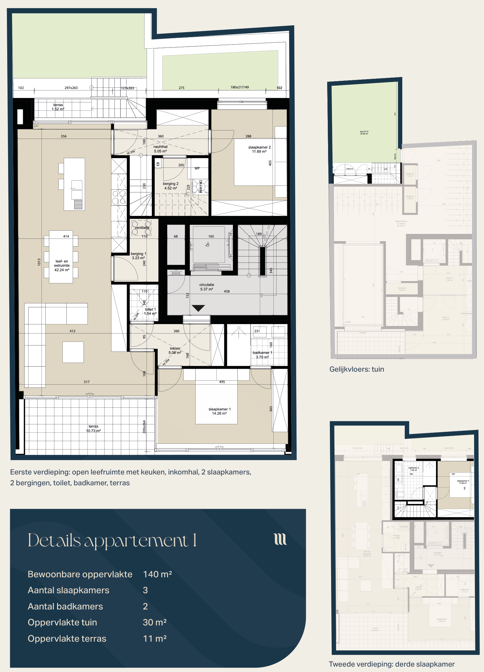 Grondplan appartement 1 — Urban Villa uit de projectbrochure