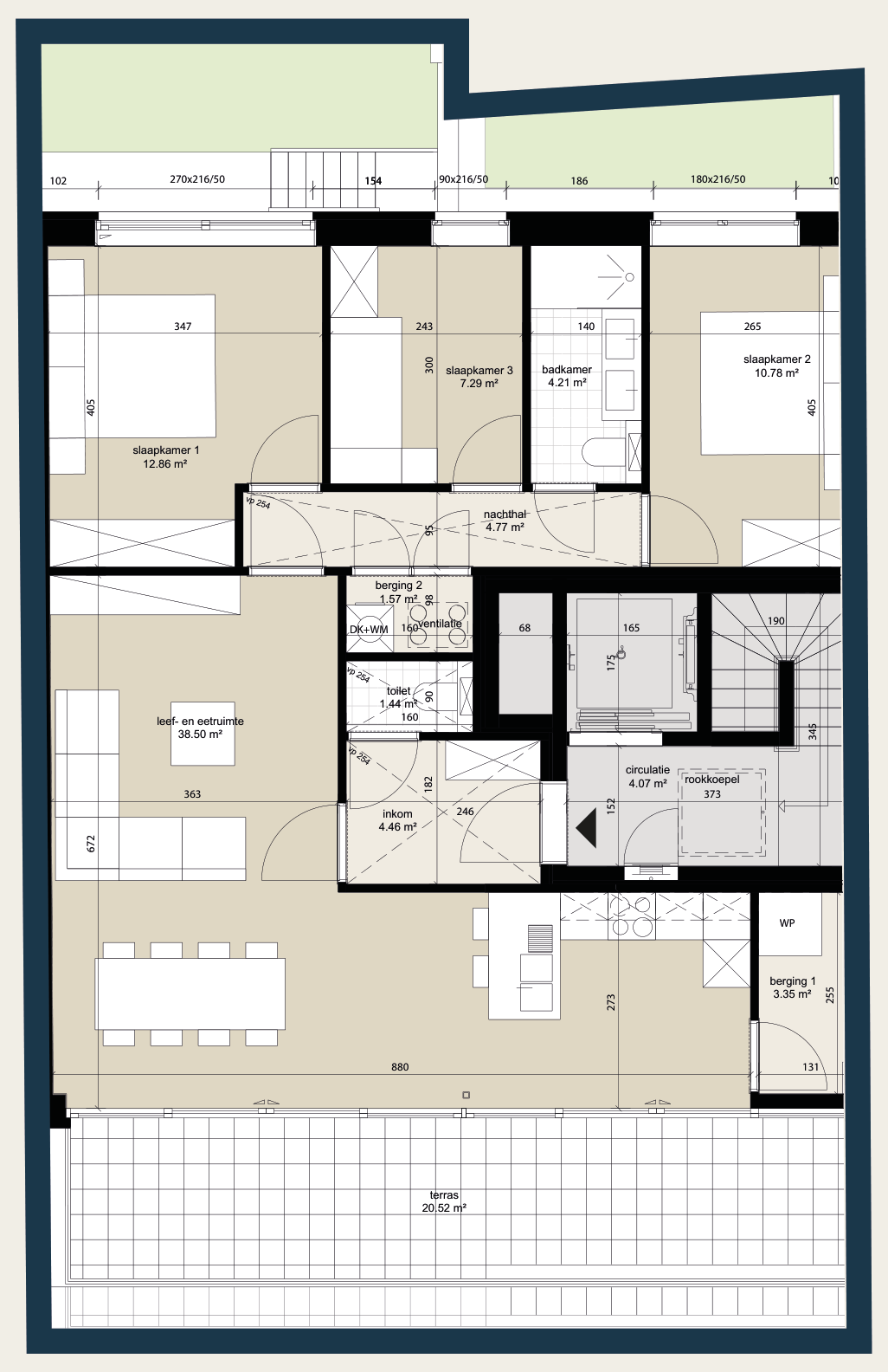 Grondplan appartement 8 — Penthouse uit de projectbrochure